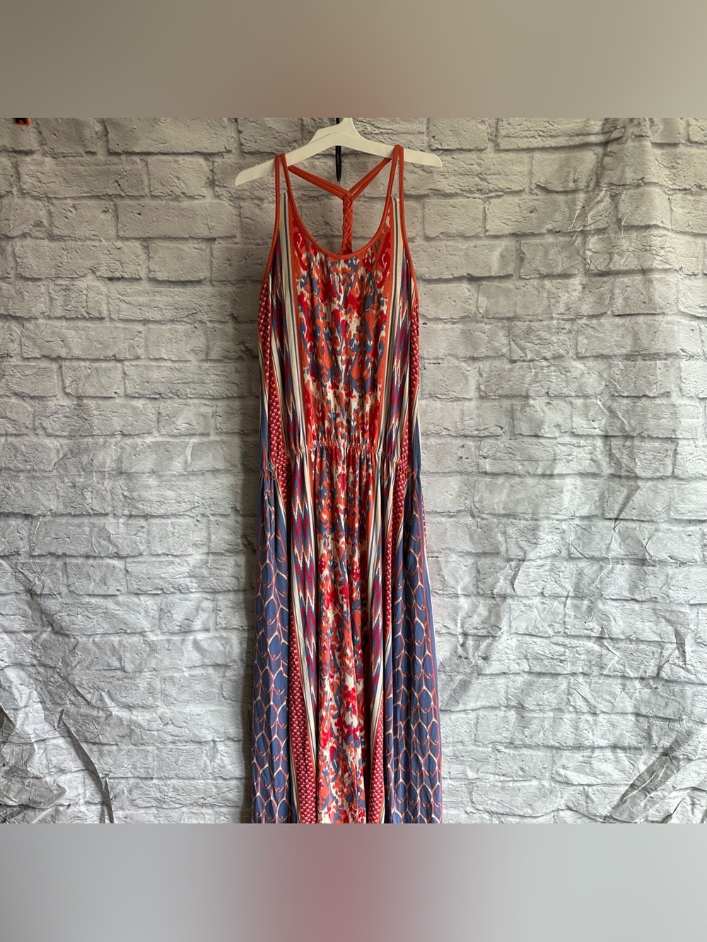 PREOWNED THE NORTH FACE NICOLETTE RACERBACK MAXI DRESS AZTEC PATTERN MEDIUM M